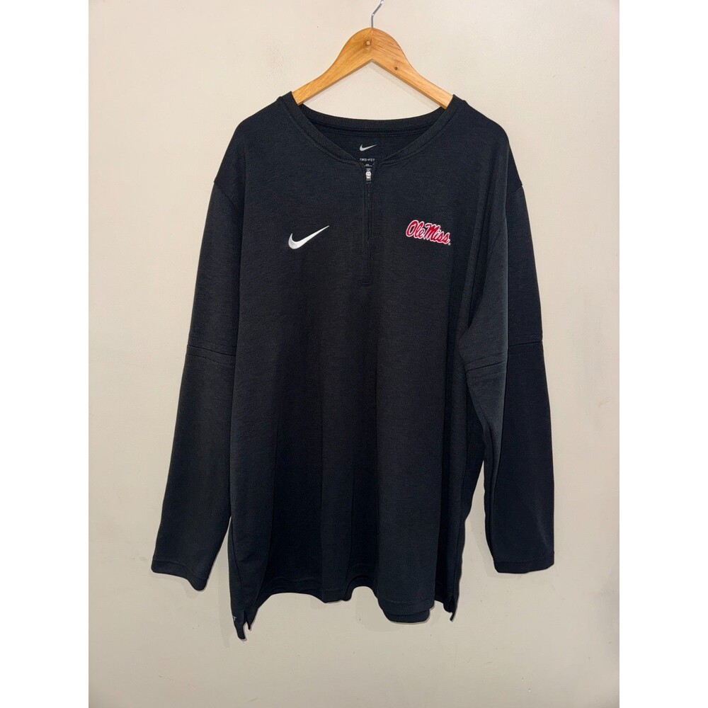Men's 3XL Nike Ole Miss Rebels Football Coach Team Issued 1/4 Zip Pullover NCAA